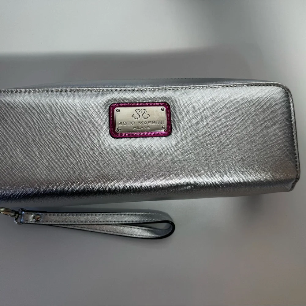 Soto Massini Milano Silver Metallic Ballet Clutch Bag